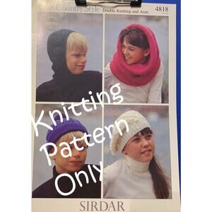 New Sirdar 4818 Country Style Child Hats Aran Double Knitting Pattern